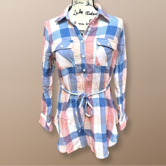 NWOT Isabel Maternity by Ingrid & Isabel Plaid Tunic Shirt Size S - Picture 4 of 9